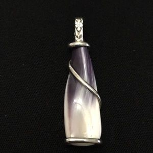 Sterling Silver Clam Shell Pendant Purple in Color